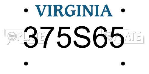 375S65 Virginia License Plate
