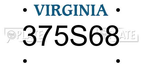 375S68 Virginia License Plate