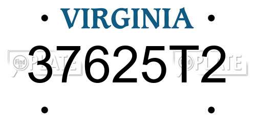 37625T2 Virginia License Plate