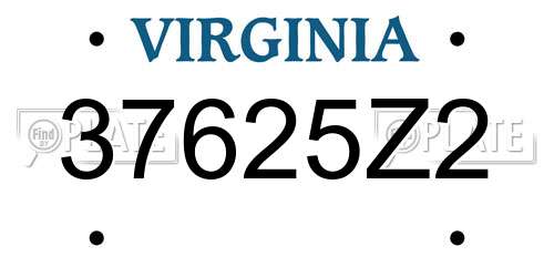37625Z2 Virginia License Plate