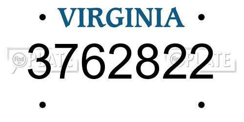 3762822 Virginia License Plate