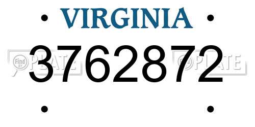 3762872 Virginia License Plate
