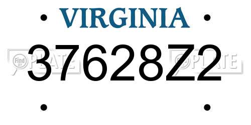 37628Z2 Virginia License Plate