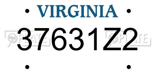 37631Z2 Virginia License Plate