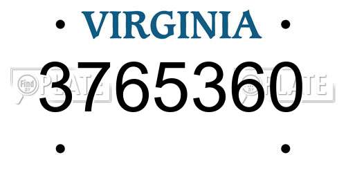 3765360 Virginia License Plate