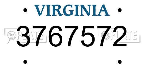 3767572 Virginia License Plate