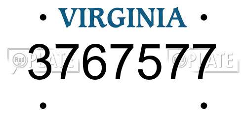 3767577 Virginia License Plate