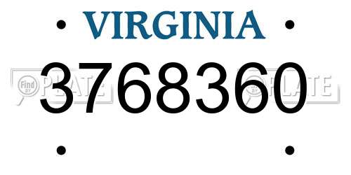 3768360 Virginia License Plate