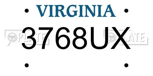 3768UX Virginia License Plate