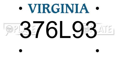 376L93 Virginia License Plate