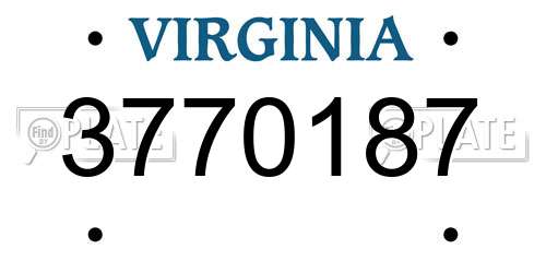 3770187 Virginia License Plate