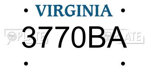 3770BA Virginia License Plate