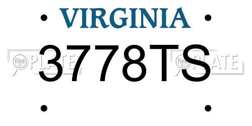 3778TS Virginia License Plate