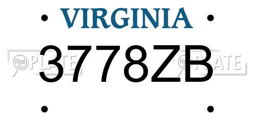 3778ZB Virginia License Plate