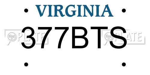 377BTS Virginia License Plate