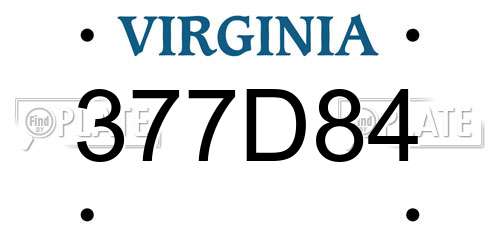377D84 Virginia License Plate