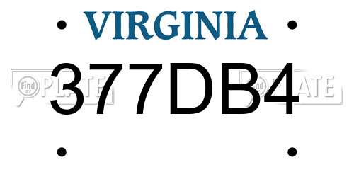 377DB4 Virginia License Plate