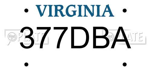 377DBA Virginia License Plate