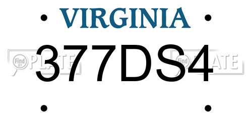 377DS4 Virginia License Plate