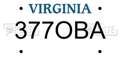 377OBA Virginia License Plate