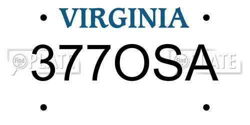 377OSA Virginia License Plate