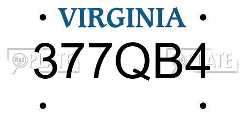377QB4 Virginia License Plate