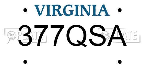 377QSA Virginia License Plate