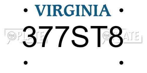 377ST8 Virginia License Plate