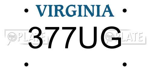 377UG Virginia License Plate