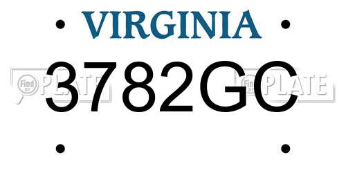 3782GC Virginia License Plate