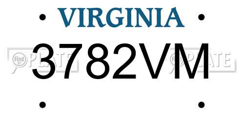 3782VM Virginia License Plate