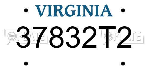 37832T2 Virginia License Plate