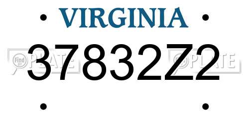 37832Z2 Virginia License Plate