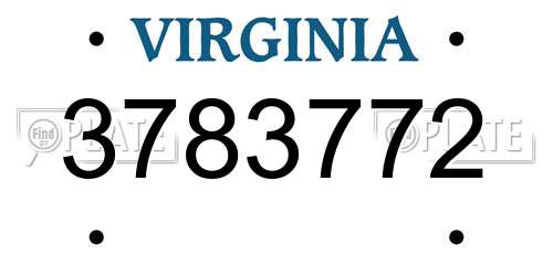 3783772 Virginia License Plate