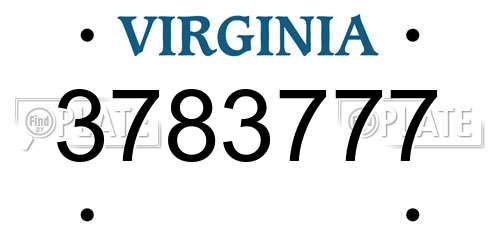 3783777 Virginia License Plate