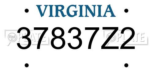 37837Z2 Virginia License Plate