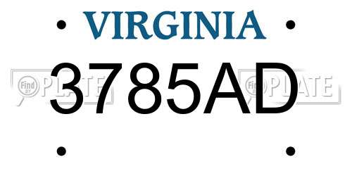 3785AD Virginia License Plate