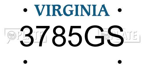 3785GS Virginia License Plate
