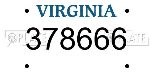 378666 Virginia License Plate
