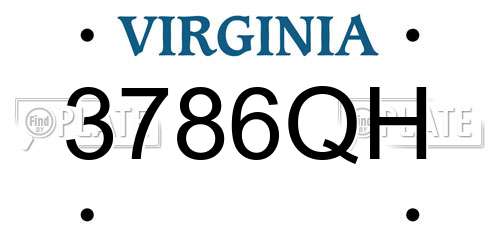 3786QH Virginia License Plate