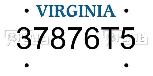37876T5 Virginia License Plate
