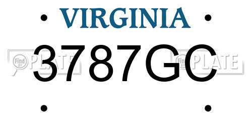3787GC Virginia License Plate