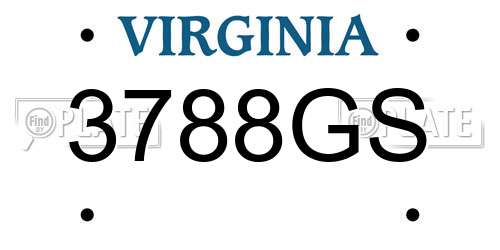 3788GS Virginia License Plate