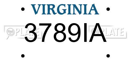 3789IA Virginia License Plate