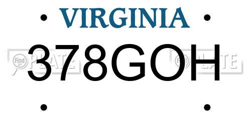 378GOH Virginia License Plate