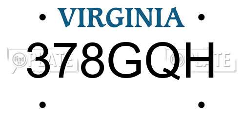 378GQH Virginia License Plate