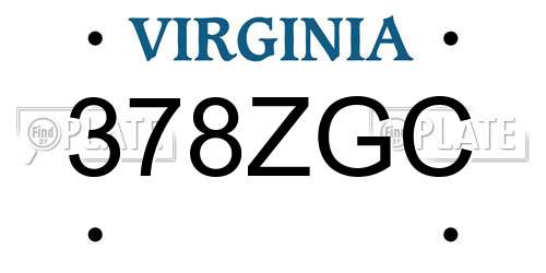 378ZGC Virginia License Plate