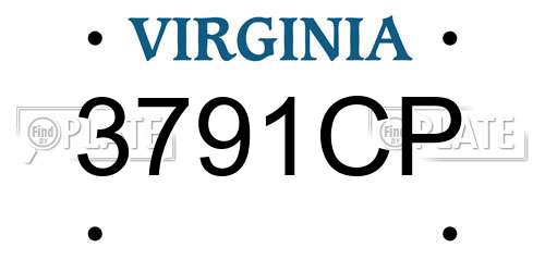 3791CP Virginia License Plate