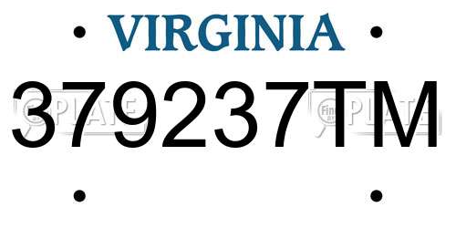 379237TM Virginia License Plate