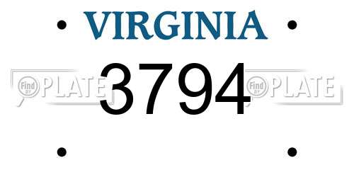 3794 Virginia License Plate